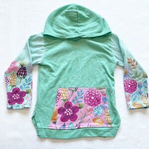 Sunshine Swing Turquoise Floral Hooded Sweatshirt size 4